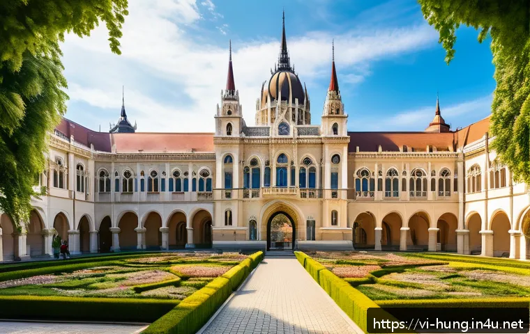 헝가리 왕궁 역사와 볼거리 - A panoramic view of Budapest Castle showcasing its unique blend of Gothic and Baroque architectural ...